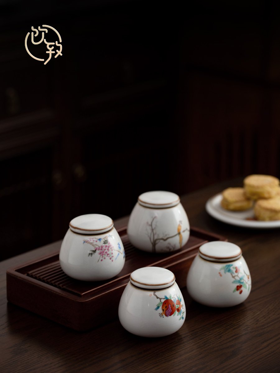 Ultimately responds to RuTao seal caddy fixings ceramic tea box of restoring ancient ways is a small portable storage POTS pu - erh tea storehouse receives your up