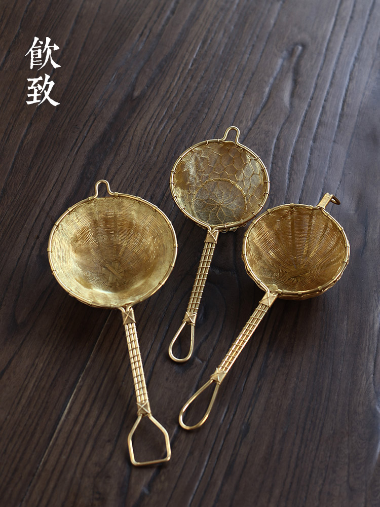 Ultimately responds pure hand - woven copper) tea filter Japanese pure copper handle filter good creative kung fu tea set