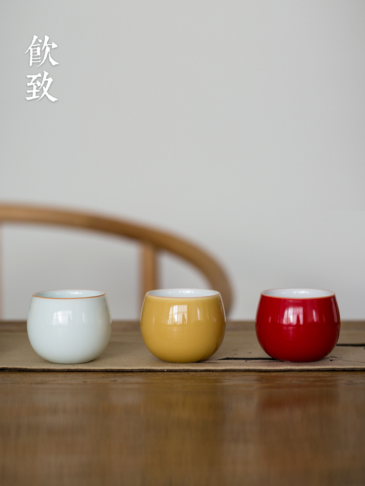 Ultimately responds to jingdezhen kung fu tea cup single color glaze small sample tea cup ceramic masters cup single CPU suits for June