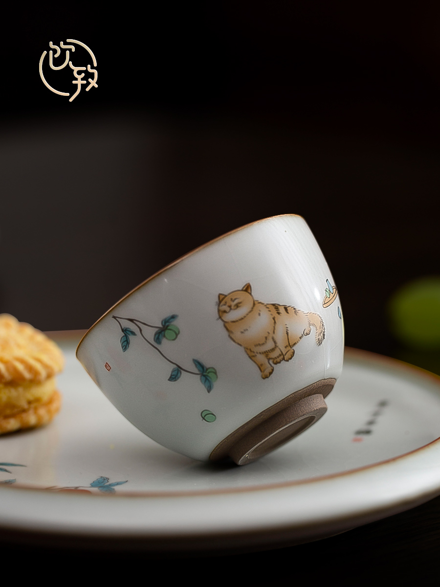 Ultimately responds to up ceramic sample tea cup archaize slicing can raise kung fu tea tea cup large master cup single CPU