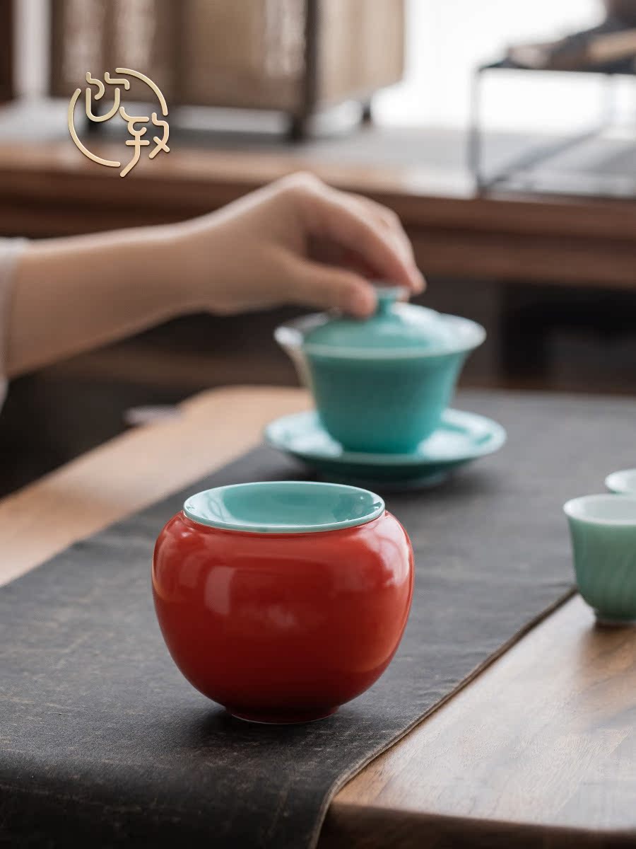 Ultimately responds to the double glaze built water Japanese home zen cup hot wash to small bucket ceramic tea wash to kung fu tea set with a cover on it