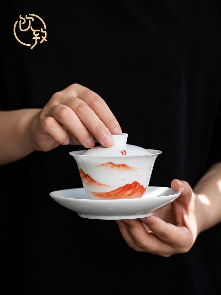 Ultimately responds to jingdezhen hand - made tureen sweet white porcelain cups three use only single not hot thin foetus kung fu tea tea set