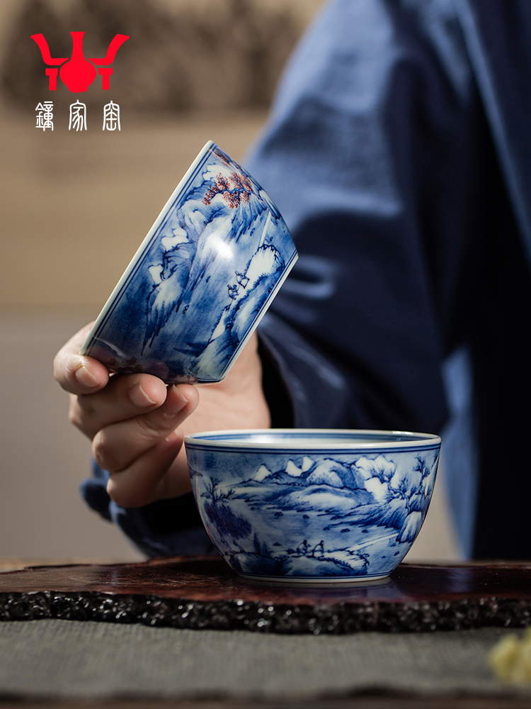 Clock home trade, one cup of single CPU hand - made porcelain jingdezhen tea by hand, the high - end tea sets maintain snow cup