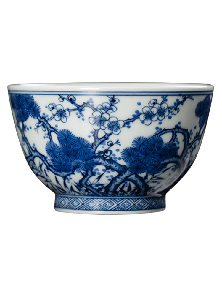 Clock home trade, one cup of jingdezhen porcelain tea set pure manual poetic age of blue and white porcelain teacup firewood single CPU
