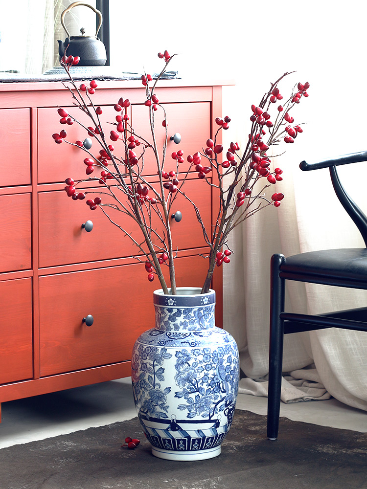 Beaming blue and white porcelain ceramic vase furnishing articles of new Chinese style sitting room porch decoration porcelain clear soup WoGuo arranging flowers