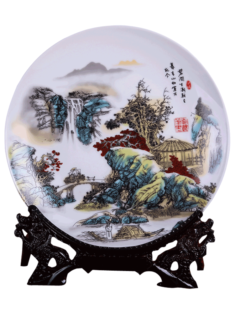 Jingdezhen ceramics decoration hanging dish by dish of Chinese style household porch wine rich ancient frame crafts office