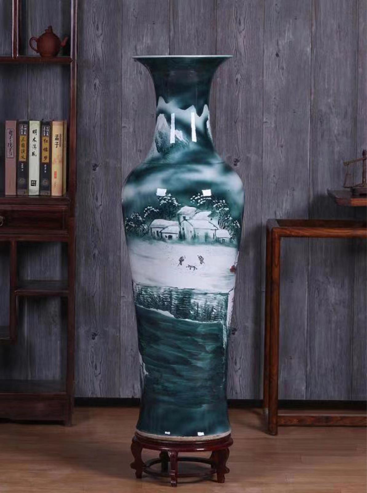 Jingdezhen ceramics hand - made big vase household living room TV cabinet floor porch decoration hotel furnishing articles