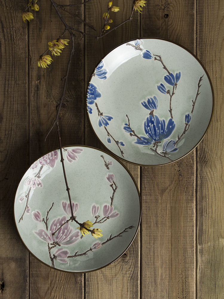 Creativity under the glaze color emboss ceramic bowl Japanese - style tableware thickening job home eating bowls plates dishes