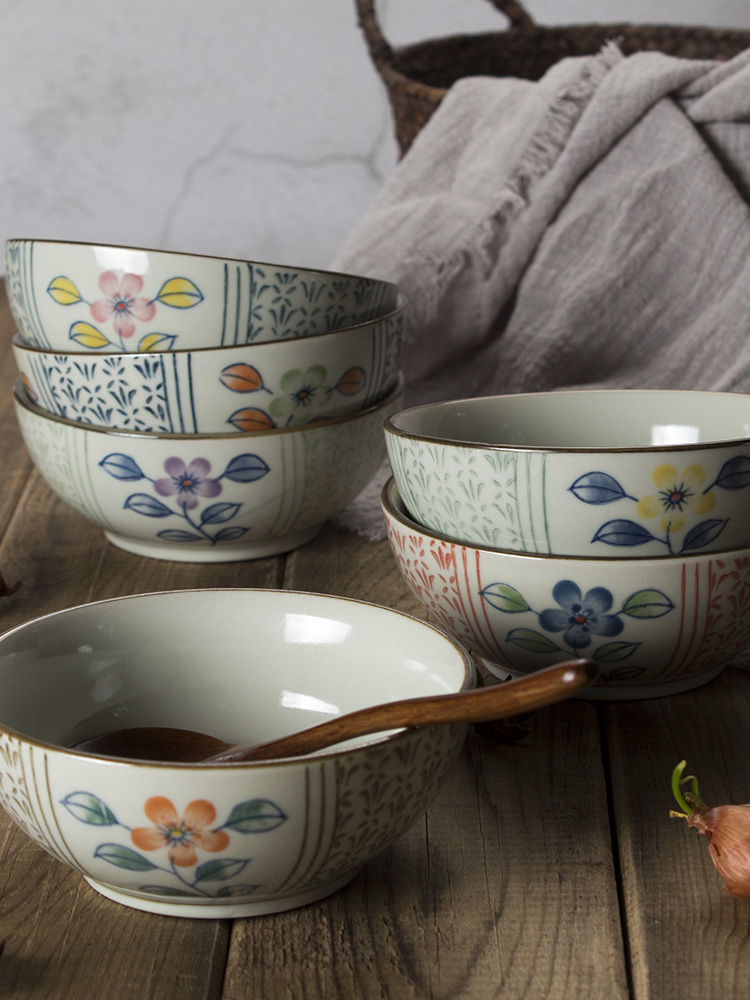 Under the glaze color tableware Japanese and wind temperature creative ceramic bowl rice bowls set home for dinner