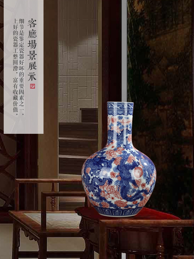 Youligong of blue and white porcelain vase furnishing articles of jingdezhen ceramic Chinese dragon flower arrangement sitting room decoration crafts antique bottles