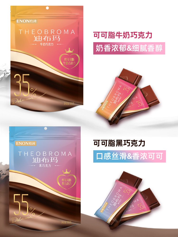 怡浓 丝滑牛奶/浓情黑巧 排块巧克力 1斤 图1