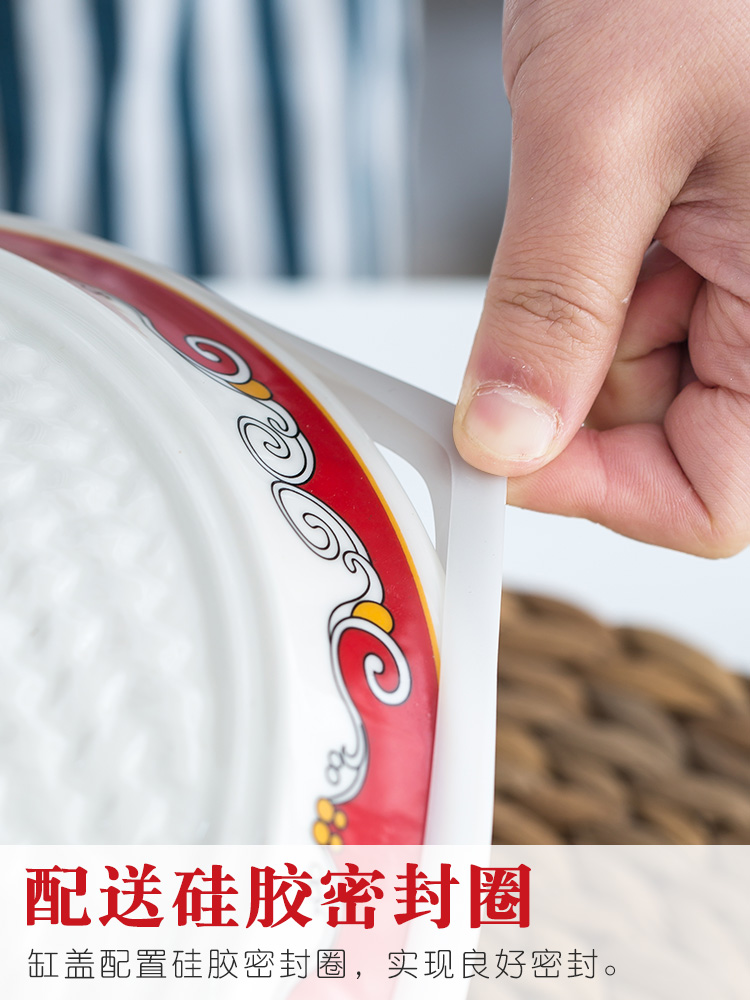 Ceramic barrel home supermarket special outfit ricer box store meter box 10 kg20 jin with cover seal moisture insect - resistant rice pot