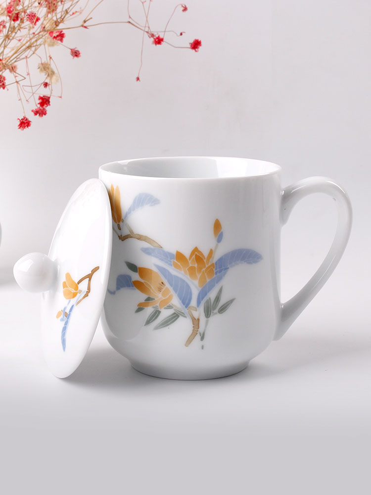 The red guanyao porcelain gifts cup under The liling glaze color hand - made porcelain cup with cover ceramic office keller