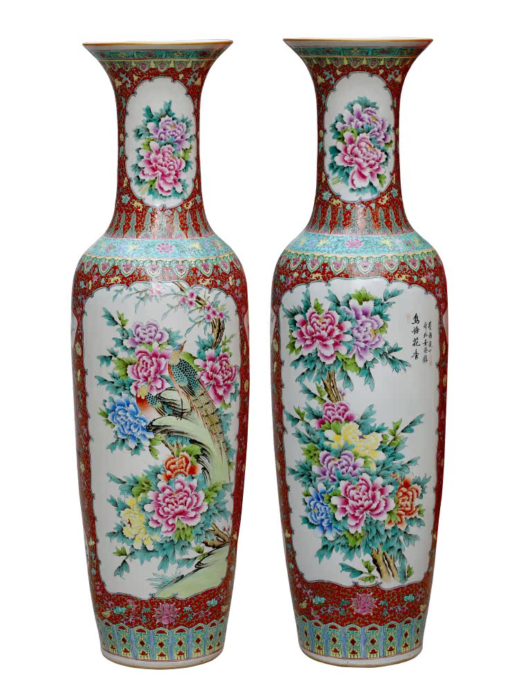 Archaize of jingdezhen ceramics powder enamel handpainted large vases, Chinese style living room decoration to the hotel opening furnishing articles