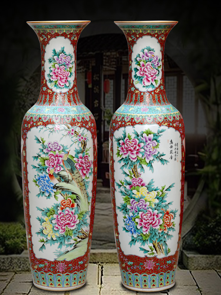 Archaize of jingdezhen ceramics powder enamel handpainted large vases, Chinese style living room decoration to the hotel opening furnishing articles