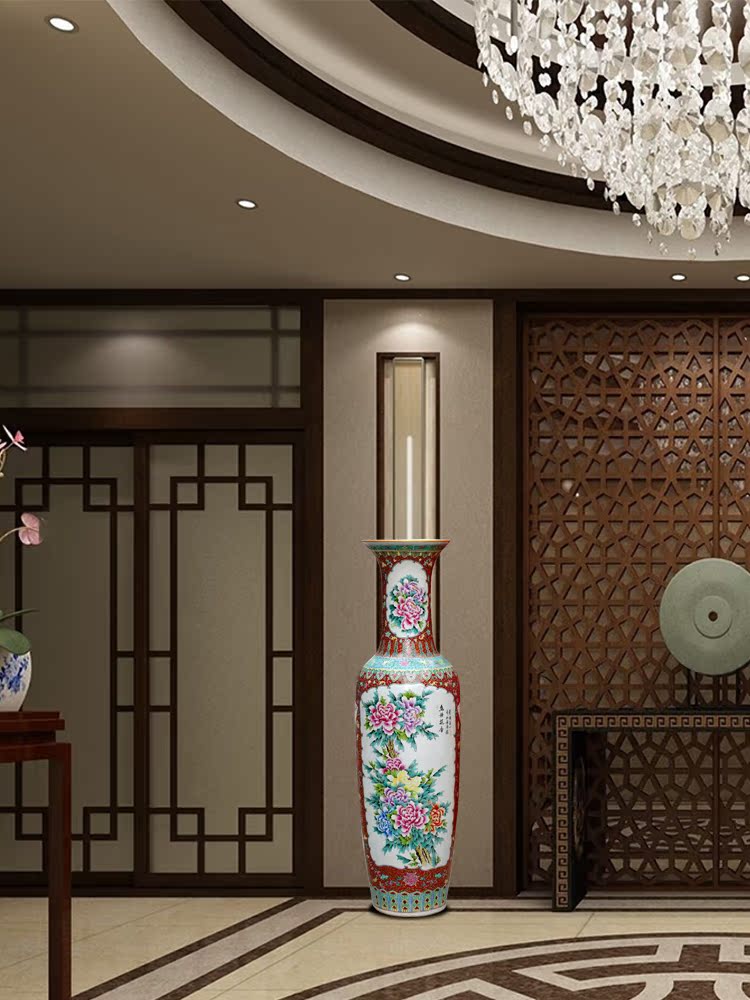 Archaize of jingdezhen ceramics powder enamel handpainted large vases, Chinese style living room decoration to the hotel opening furnishing articles