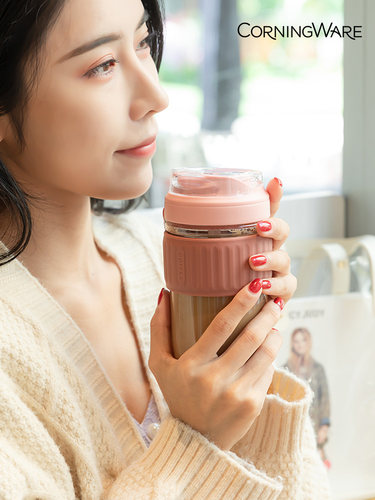 CORNINGWARE康宁器皿CW-BL460便携咖啡吸管玻璃水杯460ml