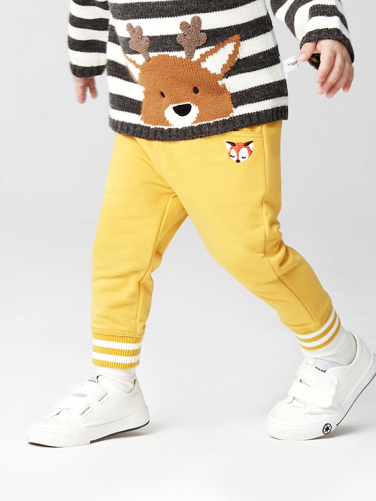 韩国 Happyland 19年秋季款 小狐狸刺绣 儿童针织长裤 天猫优惠券折后¥69.9包邮(¥99.9-30)男、女童80~120码3色可选