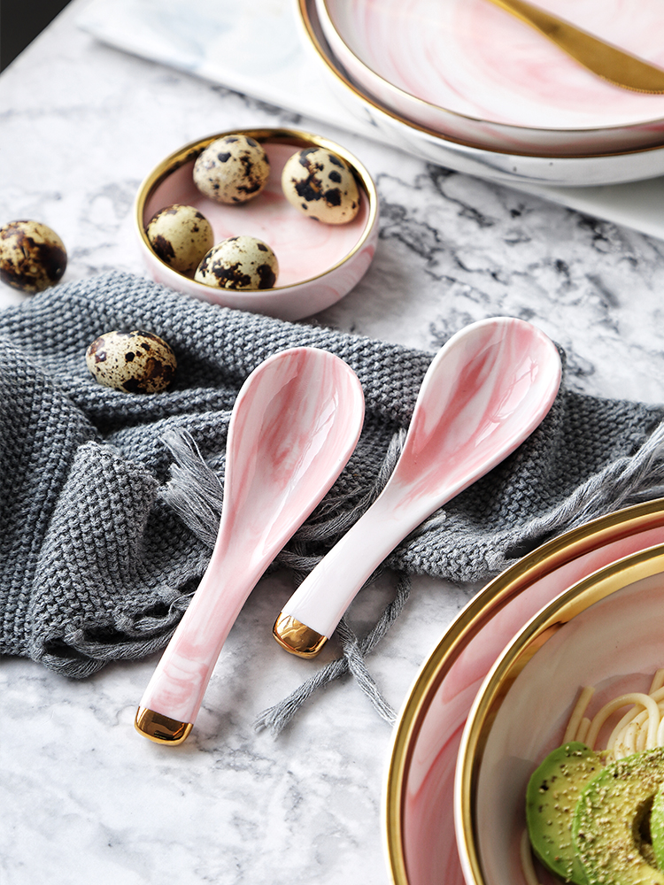 Tinyhome high - grade pink up phnom penh ceramic tableware home eat rice bowl dish soup bowl rainbow such as bowl steak flat