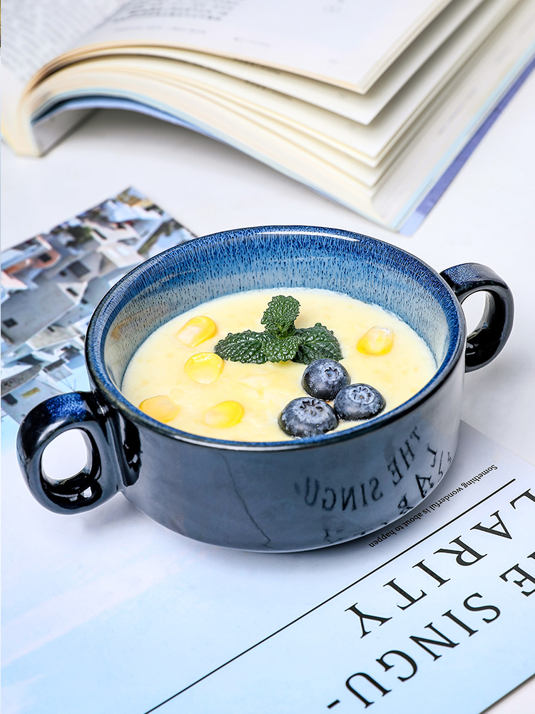 Tinyhome Europe type up ceramic tableware baking pan cheese baked FanPan rainbow such as bowl chopsticks to offer them deep bowl of soup plate