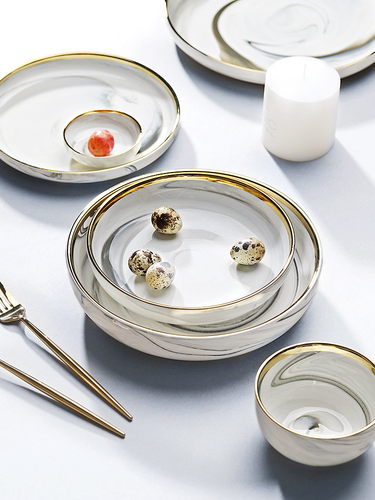 Household food dish plate ins creative move Nordic contracted wind web celebrity ceramic plate of spaghetti dinner plate