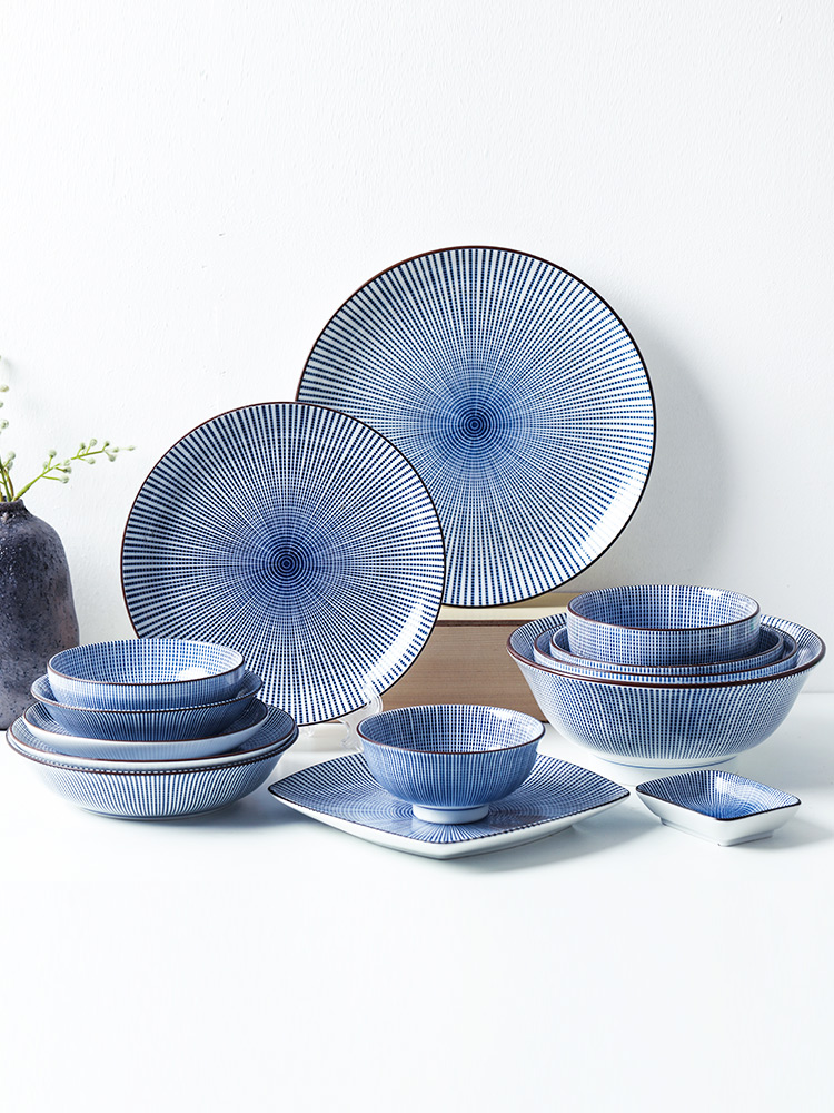 Japan imported ceramic great blue ten grass creative steak dish Japanese dish fish sushi long plate