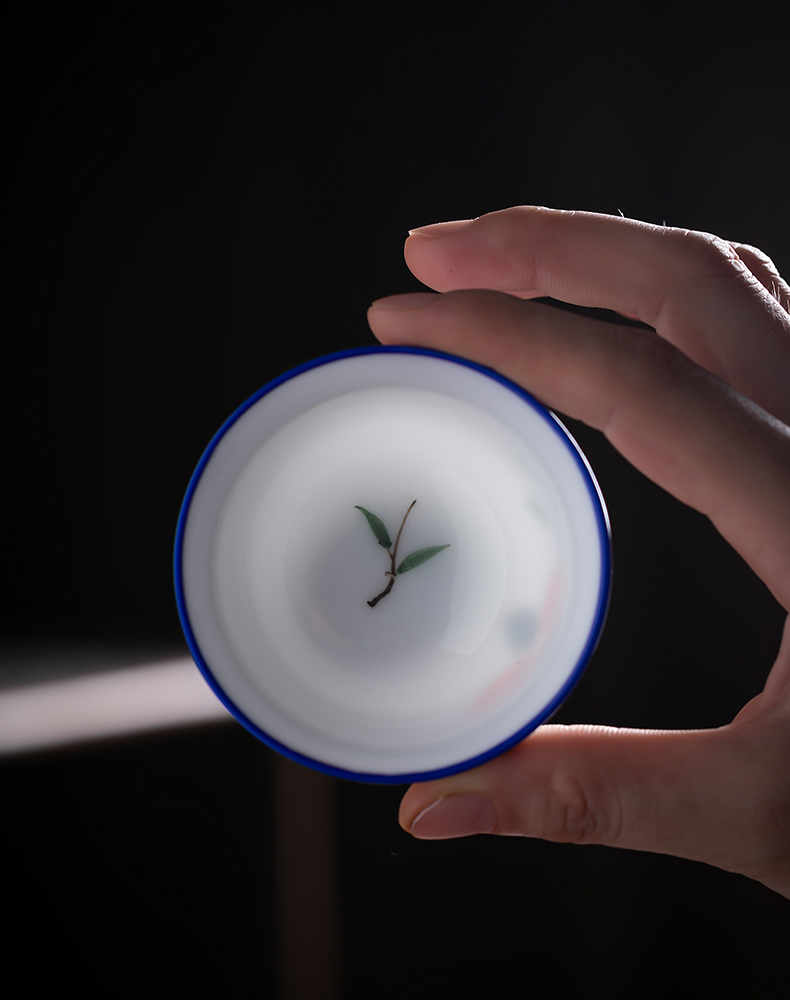 Fujian and kung fu ceramic cups household hand - made porcelain sample tea cup hot Japanese small six cups of tea set