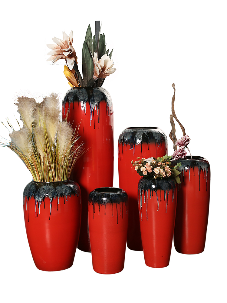 Dried flower vase furnishing articles sitting room decoration flower arranging checking pottery ceramic porcelain Chinese style restoring ancient ways to live in the hotel decoration