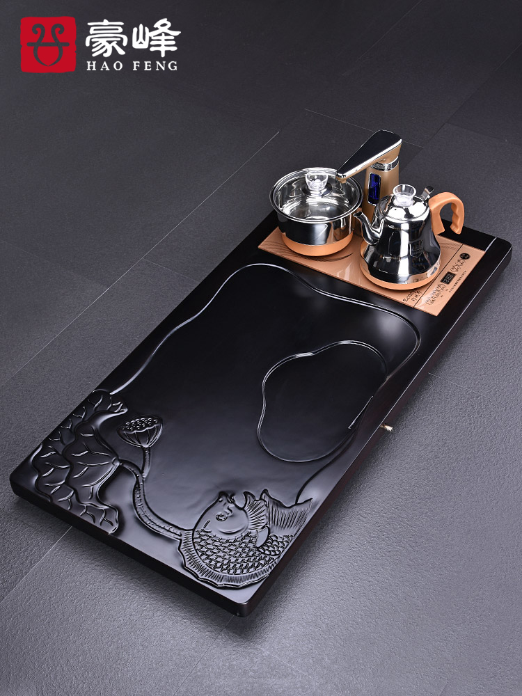 HaoFeng violet arenaceous kung fu tea set household ebony wood tea tray of a complete set of tea tea tea teapot
