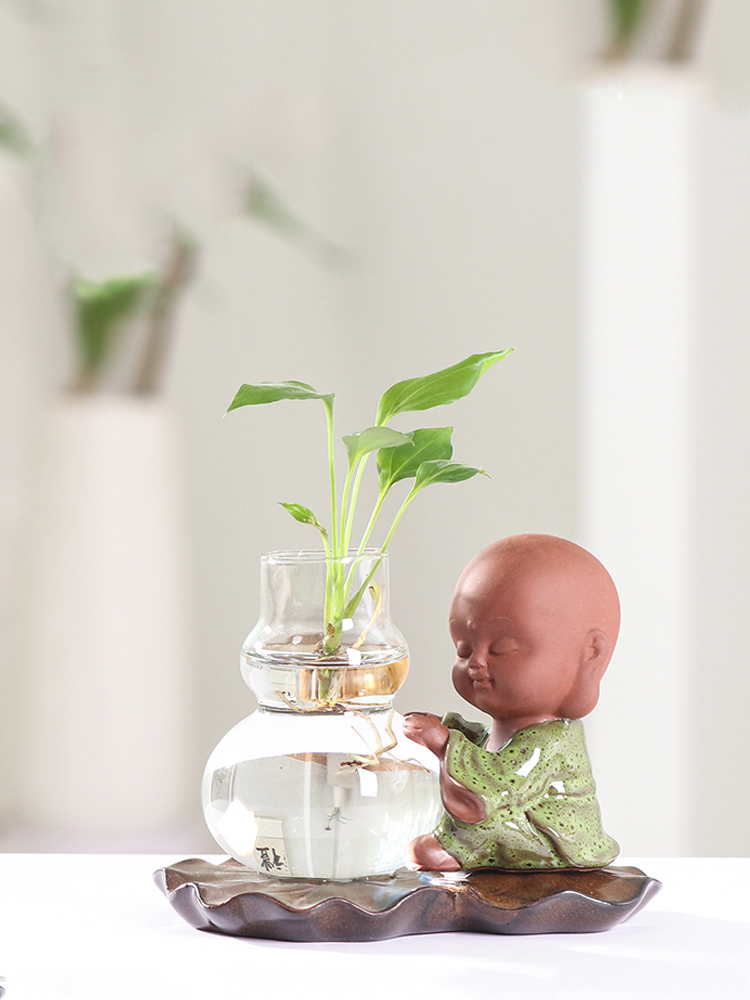 Creative move other hydroponics vases, glass transparent Chinese wind zen desktop water raise flowers planted a flower pot ceramics