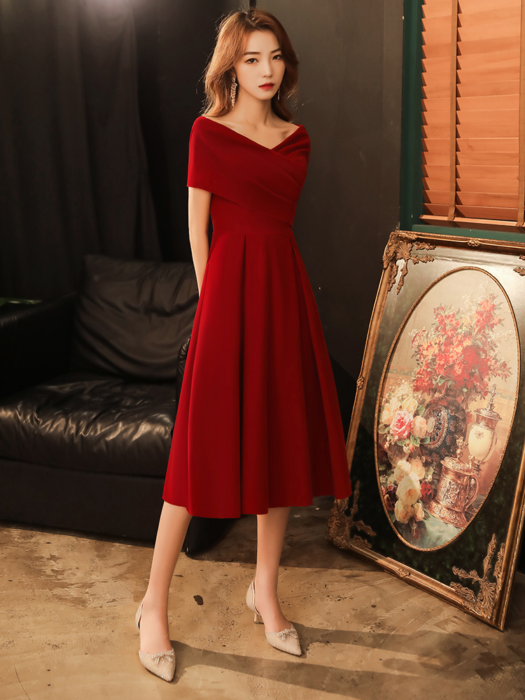 Evening dress, spring red wedding dress, suitable for teen Evening dress, spring red wedding dress, suitable for teen