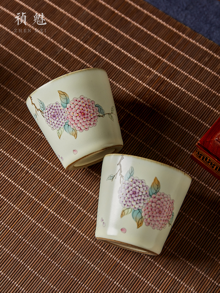 Shot incarnate your up hand - made hydrangea jingdezhen ceramic cups kung fu tea set personal sample tea cup master cup single CPU