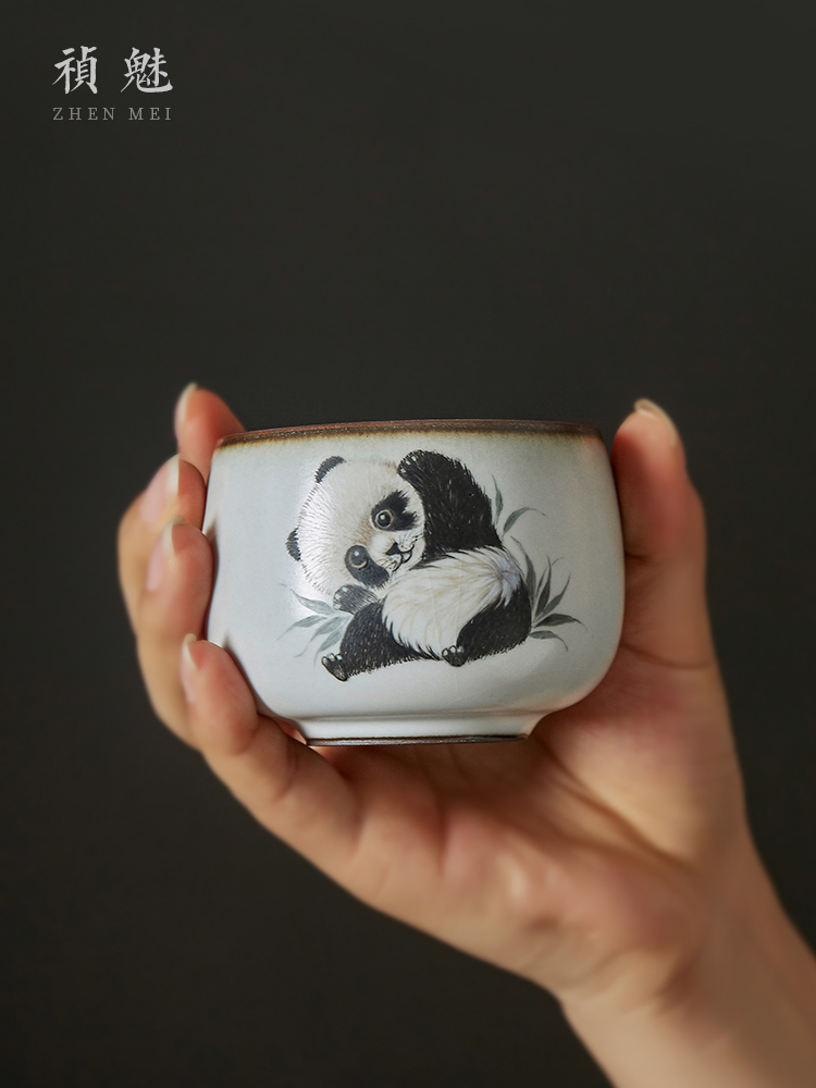 Shot incarnate your up hand - made panda master kung fu tea set sample tea cup cup of jingdezhen ceramics individual pieces of a single CPU