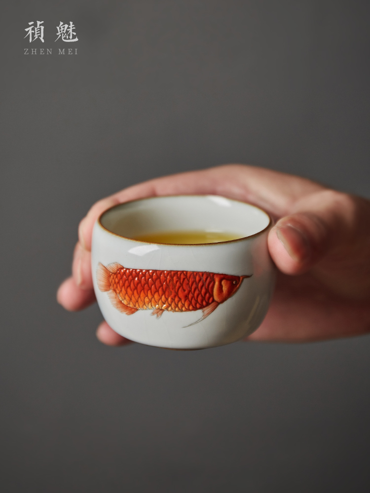 Shot incarnate your up hand - made gold dragon fish master cup single CPU jingdezhen ceramics kung fu tea set sample tea cup personal single CPU