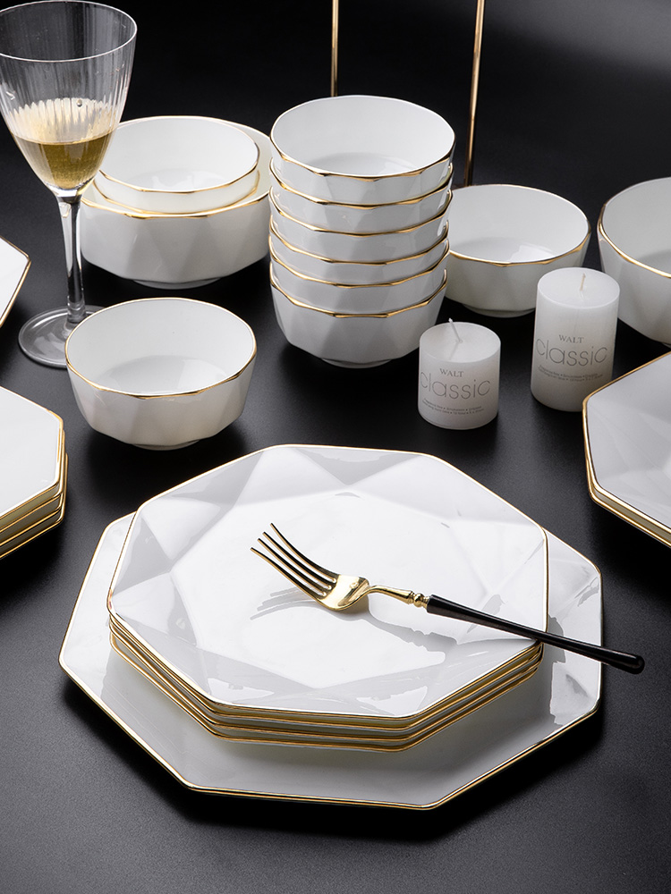Wooden house product jingdezhen ipads China up phnom penh dish suits for modern tableware light key-2 luxury high - grade contracted household northern Europe