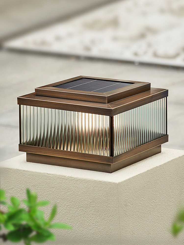 Tất cả đồng đèn cột năng lượng mặt trời đèn sân vườn ngoài trời đèn tường biệt thự không thấm nước đơn giản đèn cột đèn cổng vườn đèn đèn trụ cổng năng lượng mặt trời đèn trụ cổng tròn năng lượng mặt trời