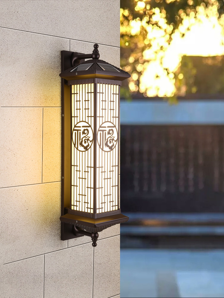 đèn năng lượng mặt trời ốp tường Đèn tường năng lượng mặt trời ngoài trời không thấm nước biệt thự sân tường trang trí sân tường bên ngoài cột ngoài trời đèn tường phong cách Trung Quốc mới đèn gắn tường năng lượng mặt trời đèn treo tường năng lượng mặt trời