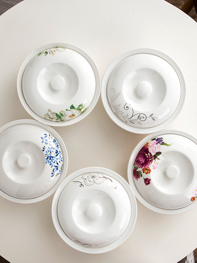 Jingdezhen ceramics POTS creative round soup pot with cover 9 inches large rice basin of Chinese style household ipads porcelain bowl