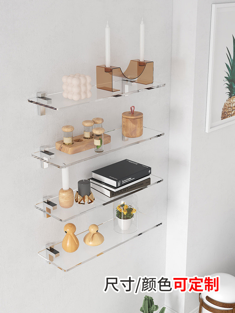 Giá Treo Tường Phòng Khách Acrylic Trong Suốt Treo Tường Vách Ngăn Giá Treo Tường Trang Trí Lưu Trữ kệ trưng bày đồ lót kệ trưng bày giày dép bằng gỗ