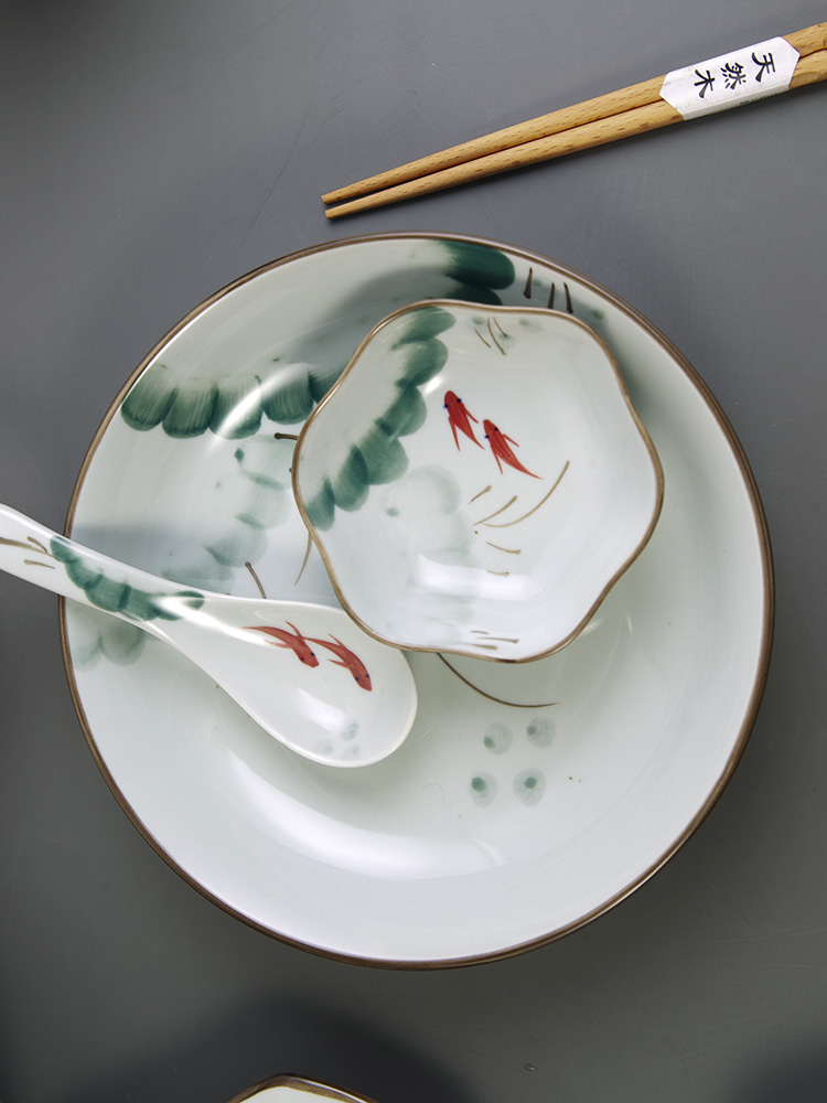 And the four seasons ink jiangnan under glaze color Japanese ceramic disc soup plate deep dish dish dish household FanPan