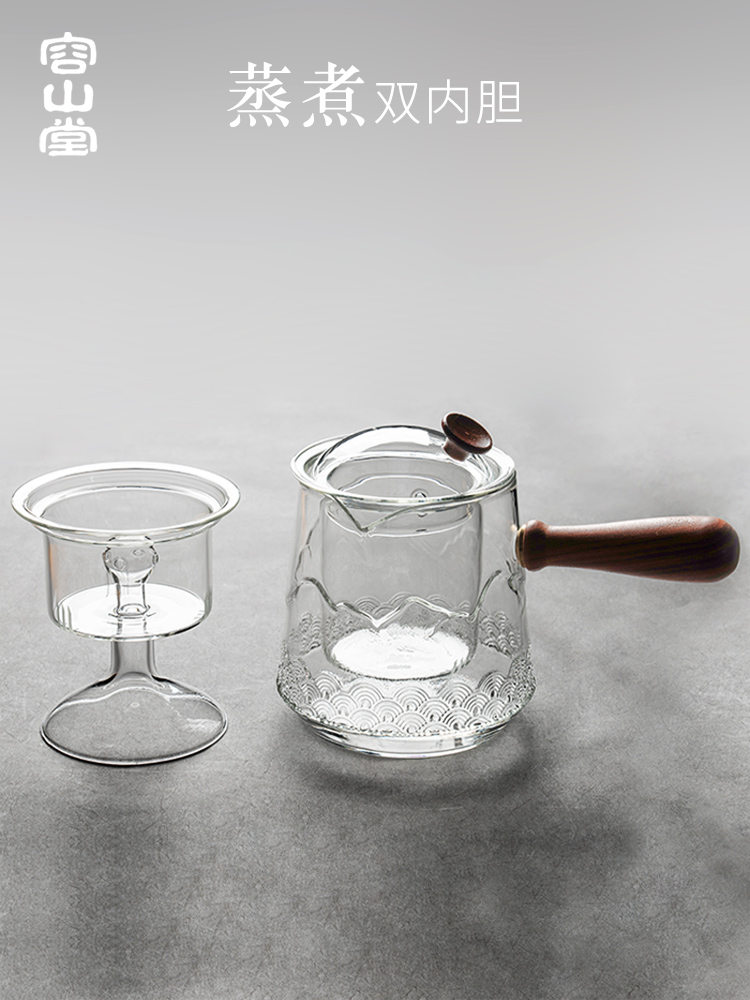 RongShan hall, the steam boiling tea glass teapot side electric TaoLu suit small household black tea steaming tea kettle