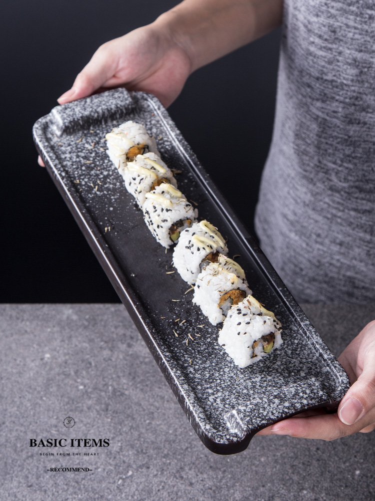 Creative Japanese ceramic disc rectangular plates of sushi plate strip plate sashimi of dish all the snack dish plate