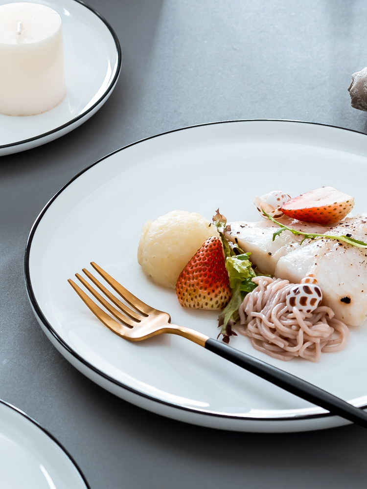 The Nordic idea ceramic circular disc white home plate of pasta dish beefsteak plate pizza ltd. dish plate