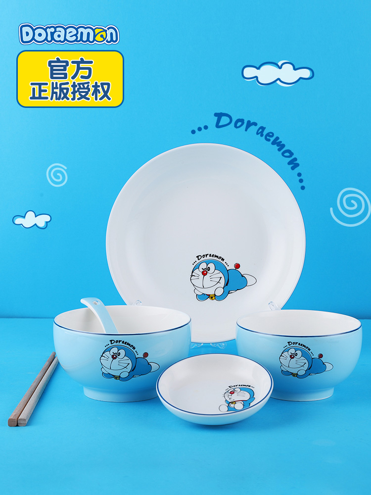 Doraemon Japanese ceramics tableware, lovely creative move bowl dish plate of Chinese New Year dishes suit household composition