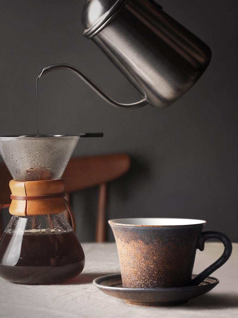 About Nine soil Japanese checking coarse pottery retro coffee cups and saucers move gold cup cup custom item cup couples in the afternoon