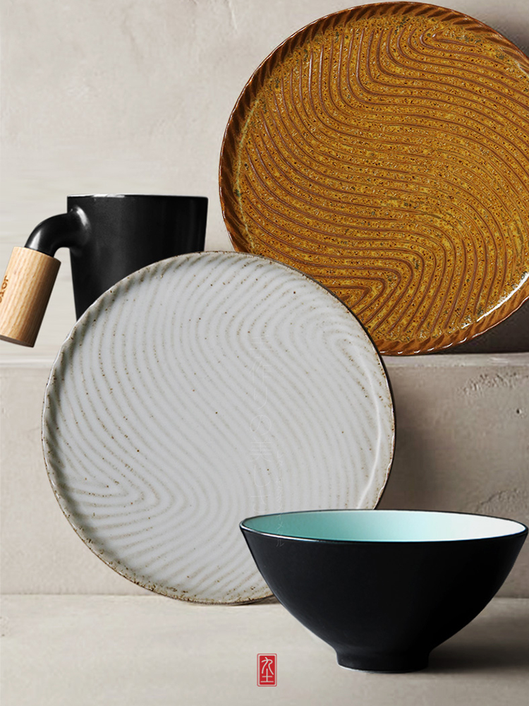 About Nine Japanese soil coarse ceramic tableware feeder jingdezhen ceramic flat plate household zen kunfu tea dry tea tray