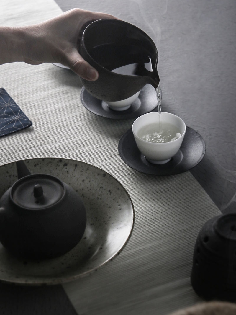 About Nine soil manual coarse pottery cup kung fu tea cup mat Japanese tea taking zero mat ceramic sample tea cup saucer