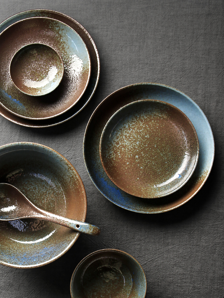 About Nine soil manual coarse ceramic tableware suit Japanese fish bowl and wind restoring ancient ways TaoPan flavour dish rainbow such as bowl dish domestic feeder