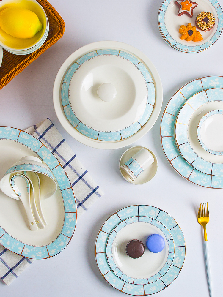 The dishes suit ipads porcelain tableware ceramics home plate combination Korean dishes contracted jingdezhen bowl chopsticks suits for