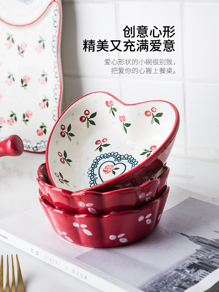 Modern housewives ceramic cherry to use creative lovely salad bowl of cereal for breakfast to use.net red tableware household fruit bowl